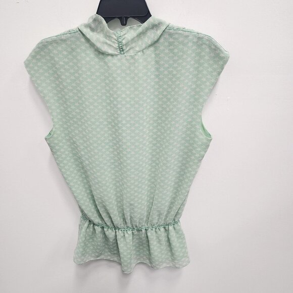 Max Studio Womens Fair Sleeveless Top Large Mint Green Textured Bow Tie Cottage - Picture 7 of 8